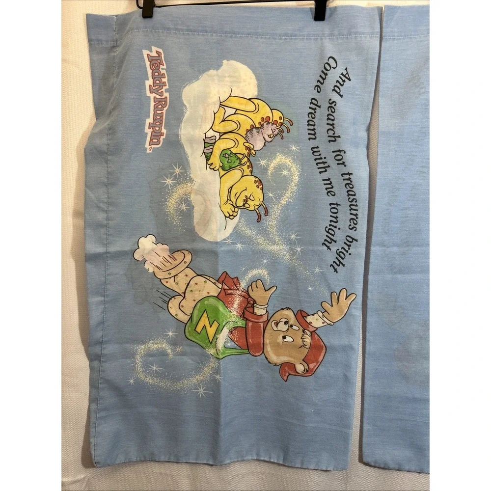Vtg Original 1986 Teddy Ruxpin Grubby Pillowcases Set Of 2 Alchemy Inc Standard